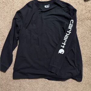 Carhartt Men's Long Sleeve Tee in Black with White Logo